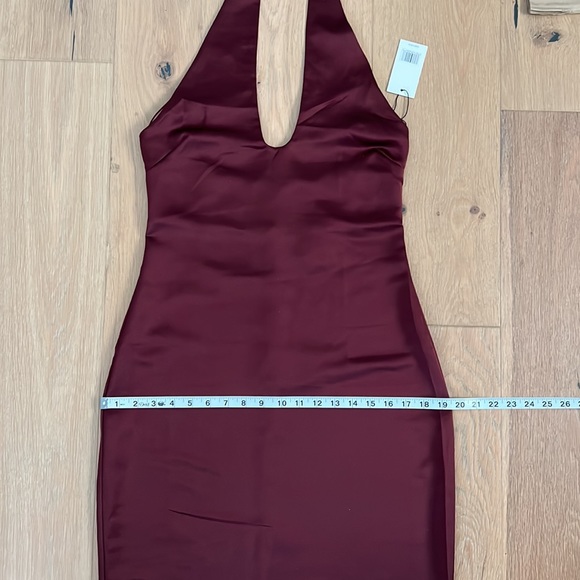 NWT JASON WU  Burgundy Plunging U-Neckline Halter Satin Dress - Small - Picture 13 of 16